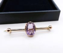 Antique Victorian 9ct Gold 6ct Amethyst Brooch