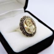 Vintage Sterling Silver 5ct Citrine Ring with Gift Pouch