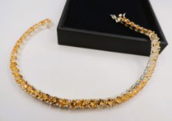 Sterling Silver Citrine Tennis Bracelet 42 Gemstones 4cts - New With Gift Box