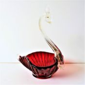 Vintage Murano Venetian Montrose Glass Swan Bon Bon Dish c.1960's.