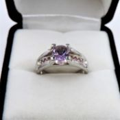 Rose de France Amethyst Ring Sterling Silver