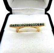 Gold Sterling Silver Peridot Bar Ring New With Gift Pouch