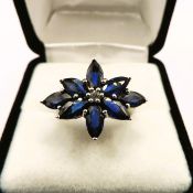 Sterling Silver Sapphire Ring 6 carats New with Gift Pouch