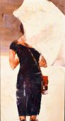 Large Painting on Canvas, Girl with Brolly