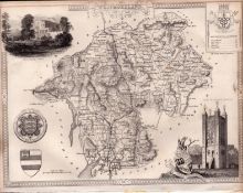 Lake District Steel Engraved Victorian Thomas Moule Antique Map.