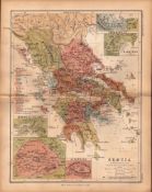 Antique 1867 Map Greece, Acropolis, Athens, Marathon.