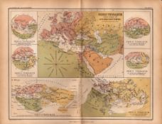 Antique Coloured Map “Orbis Veteribus Notus” Map of the Known World.