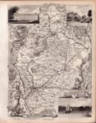 Nottinghamshire Steel Engraved Victorian Thomas Moule Antique Map.