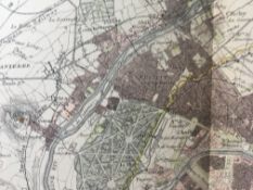 Environs Of Paris France Victorian Letts 1882 Antique Coloured Map.