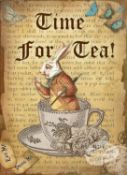 Alice In Wonderland Time For Tea Quote Designed Large Metal Wall Art