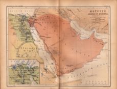 Antique Victorian 1867 Coloured Map Egyptus Arabia et Ethiopua.