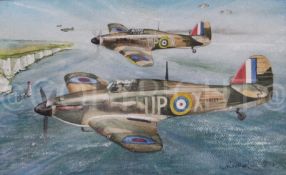 Hawker Hurricanes Coming Home To White Cliffs Of Dover WW2 RAF Metal Wall Art