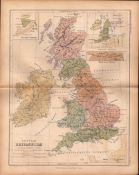 Antique 1867 Coloured Classical Geography Map Britannia.