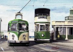 Blackpool 1950's Trolley Bus Scene Transport Of The Past Metal Wall Art