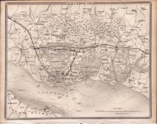Portsmouth Isle Of Wight Steel Engraved Victorian Thomas Moule Map.