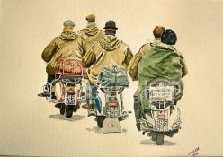 Mods In Clacton On Tour Nostalgic 1960's Large Metal Wall Art