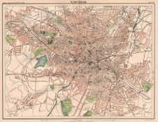 Victorian 1897 Map Birmingham centre, Bull Ring Edgbaston Aston Smethwick.