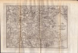 The Lake District Cumbria Westmorland & Lancashire Antique Map.