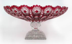 Stunning Ruby Overlay Crystal Centrepiece Bowl