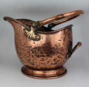 Victorian Helmet Shaped Copper Coal Scuttle