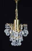 Fine Vintage Crystal Gold Plated Single Light Chandelier