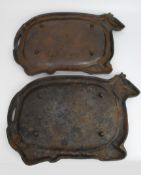 Pair of Vintage Cast Metal Bull Form Steak Platters