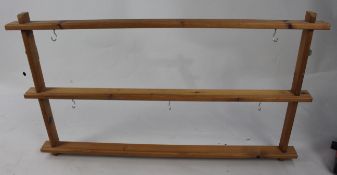 Vintage Pine Wall Hanging Plate Rack