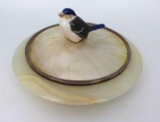 Interesting Mother of Pearl Porcelain Silver & Alabaster Bowl & Cover