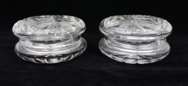 Pair of Vintage Walsh Crystal Bowl & Covers