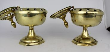 Pair of Antique Brass Incense Burners