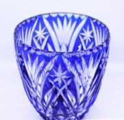 Vintage Blue Overlay Crystal Ice Bucket