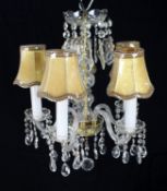Vintage Cut Glass Crystal Five Light Chandelier with Shades
