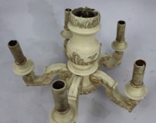 Vintage Painted Cream Wood & Plaster Chandelier