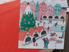 Christmas Cards - Market Scene. 16 Packs of 8 Cards
