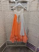 Coral and white ballroom dress teenager approx size 12 but can be altered to fit