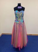 Milano Formals, coral dress with sequins. Small