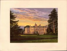 Hanbury Hall Bromsgrove Worcs Gilt-Edge Coloured Antique Book Plate.