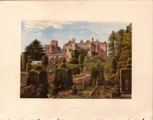 Levens Hall Haversham Lake District Gilt-Edge Coloured Antique Book Plate.