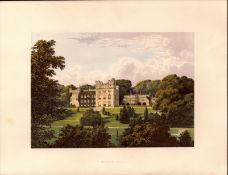 Hutton Hall Penrith Cumbria Gilt-Edge Coloured Antique Book Plate.
