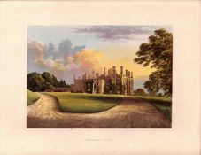Eggesford House Wembworthy Devon Gilt-Edge Coloured Antique Book Plate.