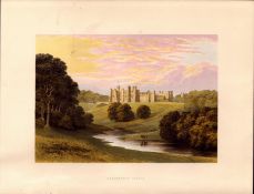 Brancepeth Castle Durham Gilt-Edge Coloured Antique Book Plate.