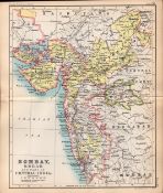 Bombay Berar Madras India Double Sided Coloured Antique 1896 Map.