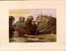 Lilburn Tower Alnwick Northumberland Gilt-Edge Coloured Antique Book Plate.