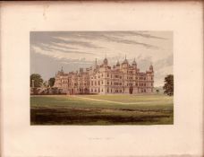 Burghley House Stanford Lincs Gilt-Edge Coloured Antique Book Plate.