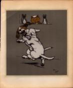 Cecil Aldin Merry Party Rare Antique Book Plate “Watching The Dog Fight”