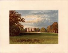 Chillingham Castle Northumberland Gilt-Edge Coloured Antique Book Plate.