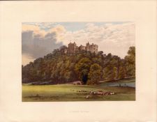 Dunster Castle Somersetshire Gilt-Edge Coloured Antique Book Plate.