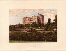 Powis Castle Welshpool Wales Gilt-Edge Coloured Antique Book Plate.
