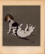 Cecil Aldin Merry Party Rare Antique Book Plate “Playful Tumble”