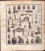 Pneumatics 2 Detailed Diagram 1799 George III Antique Copper Engraving.